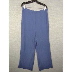 Soulmates Silk Womens‎ Pants L Blue 100% Silk Wide Leg Baggy Trousers Lagenlook